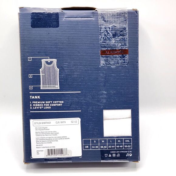 Levis Mens Ribbed Tank Top Shirt 4 Pack Premium Soft Cotton White Size Large - Picture 4 of 6